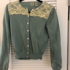 Anthropologie HR Lace Detail Cardigan Sz L